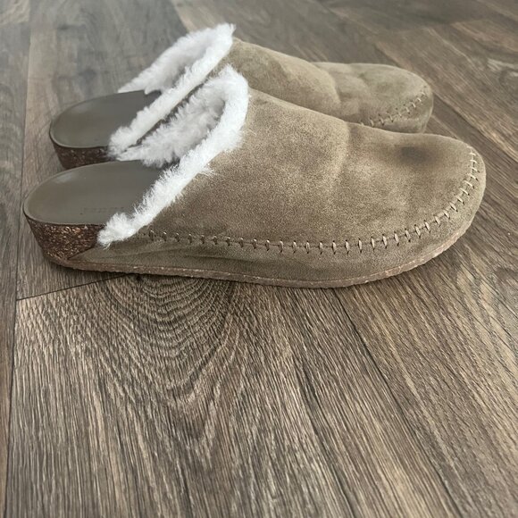 JENNI KAYNE Shearling-Lined Moc Clog Suede in Laurel Green Size 39 Size 9 - Picture 12 of 16